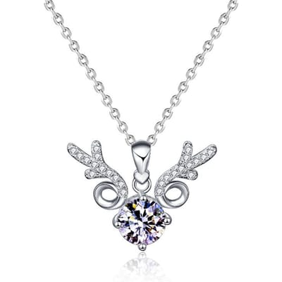 All The Way Deer Heeft Uw Nieuwe Kerst 925 Sterling Zilver Mosan Hanger Ketting voor Dames Instagram Eenvoudige Sleutelbeen Choker Sieraden gray