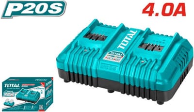 Total Tools Snellader Twinport 20V - 4,0A - Twee accu's tegelijk laden