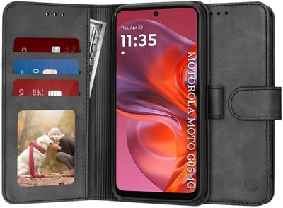 Hoesje geschikt voor Motorola Moto G05 / Moto E15 - Techsuit Diary Book Wallet Case - Zwart