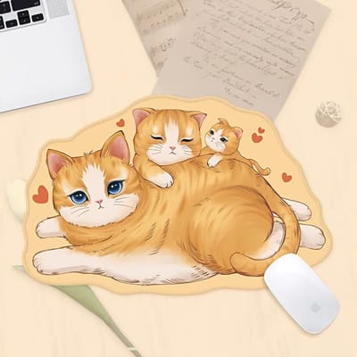 Lot de 2 petits tapis de souris antidérapants avec motif de chat mignon, motif dessin animé, pour clavier d'ordinateur de bureau style2-1pc