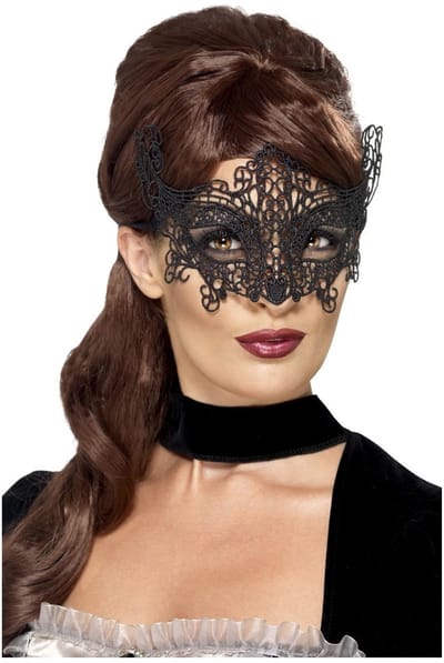 Smiffy's Verkleed oogmasker - zwart kant - volwassenen - Halloween/gemaskerd bal - burlesque/maskerade