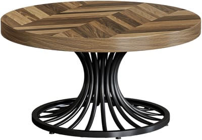 DMG Supply Salontafel - Rond - 80 x 80 x 45 cm - Bruin en Zwart - MDF en Metaal