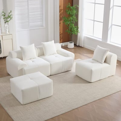 Wishdor - Modulaire Bank - Flexibele Indeling - Modern - Woonkamer - Kordstof - Beige