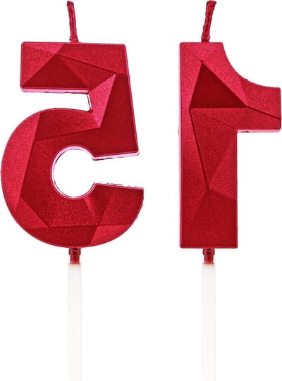 Verjaardagskaarsen Cijfer - Taart Decoratie - Feestelijke Viering - Metalen Stijl Ontwerp - 2 Stuks 5 cm - Rood