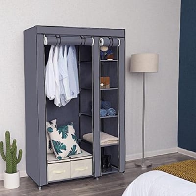 Songmics - Stoffen Kledingkast - Opvouwbare Garderobe kast - Stoffen Hangkast & Legkast - Kledingkast Opvouwbaar - Afm. 175 x 110 x 45 cm