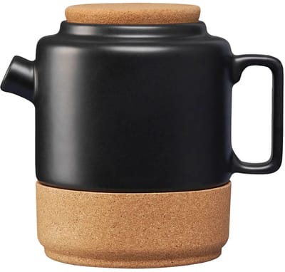Alma Gémea | Theepot van Keramiek en kurk | Mat zwart