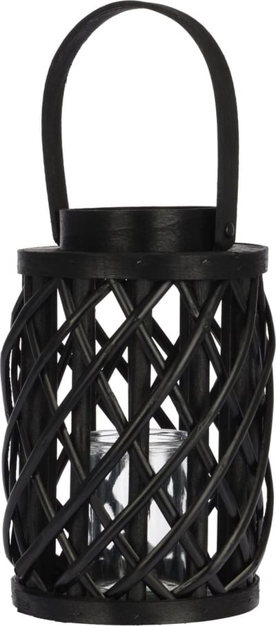 Bamboe - lantaarn - zwart - Lantaarn -windlicht - kaarsenstandaard - 25 cm hoog - tuin