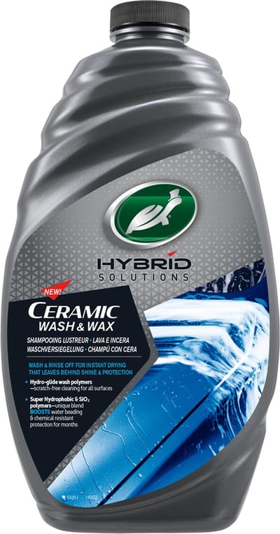 Turtle Wax HS Ceramic Wash & Wax - Biedt meer bescherming & minder droogtijd - Maandenlange waterafstotende en chemisch bestendige bescherming - 1,42 Liter