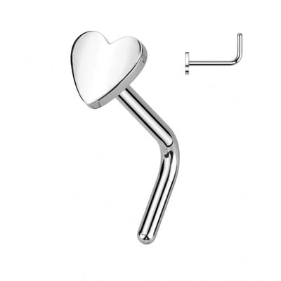 Neuspiercing titanium L-bend hartje 3mm - zilver - LMPiercings
