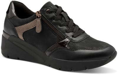 Jana Dames Sneaker - 23763-001 Zwart/Combi - Wijdte H - Maat 37