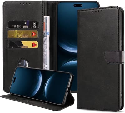 Geschikt voor Huawei Nova 14 Pro Telefoonhoesje Kunstleer met Magnetisch lipje en Pasjeshouder Book Case met Klepje - Walletcase with Cardslot - Zwart - Smartphonica geschikt voor Huawei Nova 14 Pro