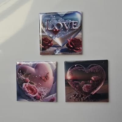 Koelkastmagneten Set van 3 – Liefde & Harten – Romantische Magneten – Decoratieve Koelkastmagneten – 5 x 5 cm – Cadeauset
