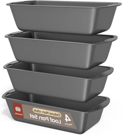Broodvormen set - Bakblikken koolstofstaal - Thuis bakken - Antiaanbaklaag - 4-delig - Grijs