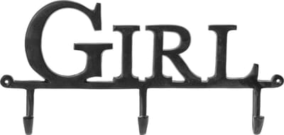 Riverdale Girl kapstok met 3 haken zwart 40x28 cm - kinderjassenhanger - stevig metaal - praktisch design