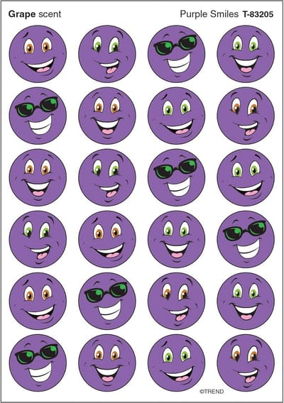 Paarse Glimlachen Stickers Druif Met Stinkende Geur 96 Stuks