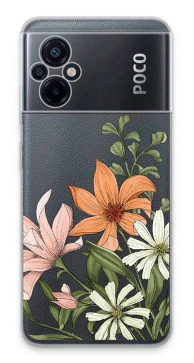 Case Company® - Hoesje geschikt voor Xiaomi Poco M5 hoesje - Floral bouquet - Soft Cover Telefoonhoesje - Bescherming aan alle Kanten en Schermrand