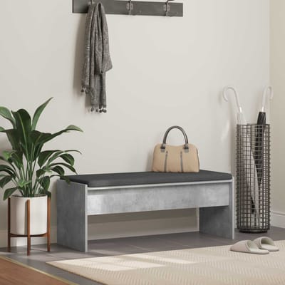 vidaXL - Hallenbank - met - kussen - Beton - Grijs - 103 - x - 38 - x - 40 - cm