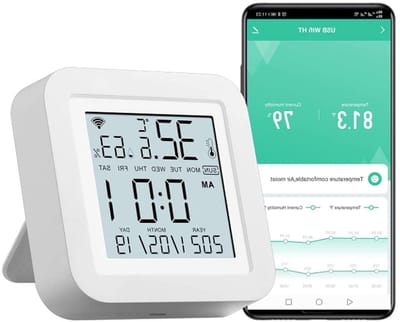 Temperatuur Vochtigheidssensor - Hygrometer Thermometer - Binnenklimaat Monitoren - Realtime Updates - 6.5x6.5x1.7cm - Wit