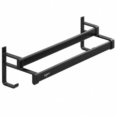 EAVY Handdoekenrek Zwart 60 cm breed - Handdoekrek Badkamer - Badkamerrek - Wandrek - Handdoekhouder