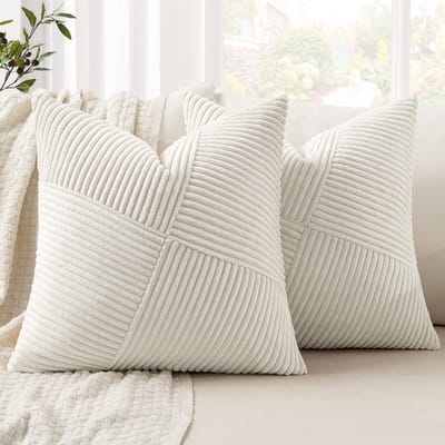 Dailygoody - Kerstmis kussensloop - Vuilwit - Set van 2 - Euro design - Sierkussen voor woonkamer en kantoor