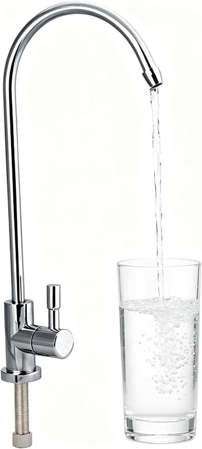 RVS Keukenkraan 1/4'' met 360° Rotatie voor Omgekeerde Osmose en Drinkwaterfilter, Chroom Afwerking