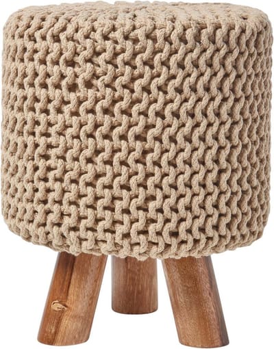 Homescapes Gebreide Voetenbank 42cm Hoog Crèmewit