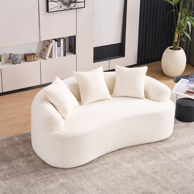 MODFU Tweezitsbank - Extra Diepe Zitting En Dikke Kussens - Modern - Chenille - Wit