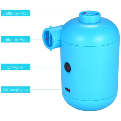 Pompe à air électrique USB portable Matelas pneumatique Bateau Canapé Pompe à air gonflable automatique pour Camping en voiture Gonfleur bleu
