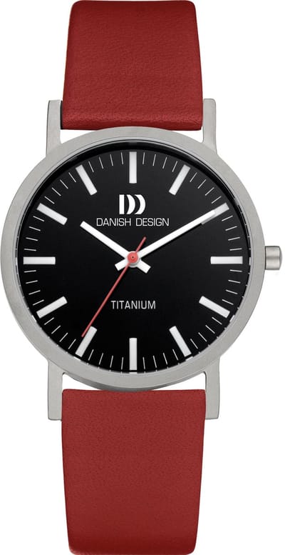 Danish Design Rhine - Horloge Heren - Zwart/Rood - Luxe - Analoog - Rond - Leer - 35 mm - Quartz