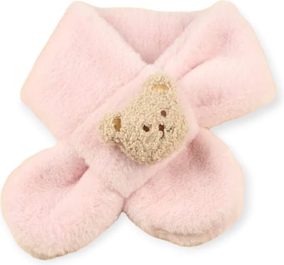 Kinder Sjaal - Baby - Beertje - Pluche - Roze - 70cm - Winter - Kind - Meisje - Warm - Gevoerd - Kindersjaal