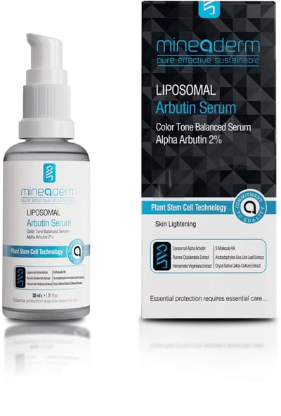Mineaderm Liposomal Arbutin Serum – Anti-Pigment Spot Facial Serum with Alpha Arbutin, 5-fold Hyaluronic Acid & Plant Extracts – Brightening Serum Against Dark Spots & Skin Discoloration, 30 ml