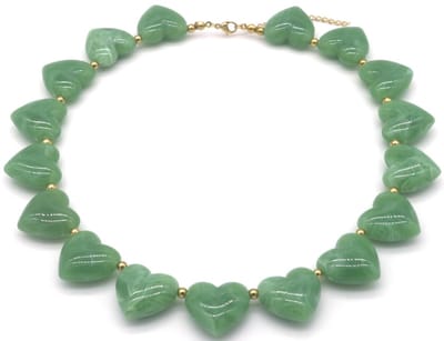Ketting met acryl hartjes - RVS - groen - 40-45 cm - dames – valentijn – cadeau