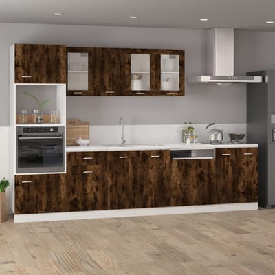 vidaXL - Bovenkast - Lyon - 40x31x60 - cm - glas - en - bewerkt - hout - gerookt - eikenkleurig