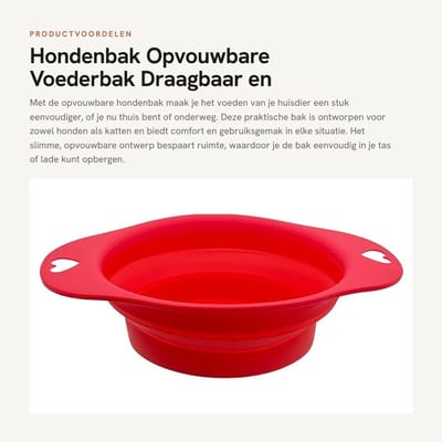Dailygoods- Hondenbak Opvouwbaar - Voederbak - Reisbak - Siliconen - Draagbaar - Inhoud 700 ml - Diameter 19,5 cm