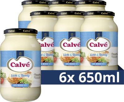 Calvé Mayonaise Pot - Licht & Romig - zonder kunstmatige smaakstoffen - 6 x 650 ml