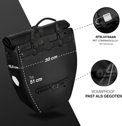 Famanu Grote & Waterdichte Draagtas - 20L Capaciteit - Fietstas voor Bagagedrager met Reflectoren