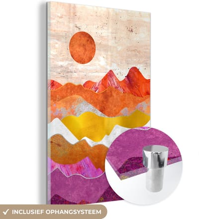 MuchoWow® Glasschilderij 40x60 cm - Schilderij acrylglas - Pride - Lesbische Vlag - Marmer - Foto op glas - Schilderijen
