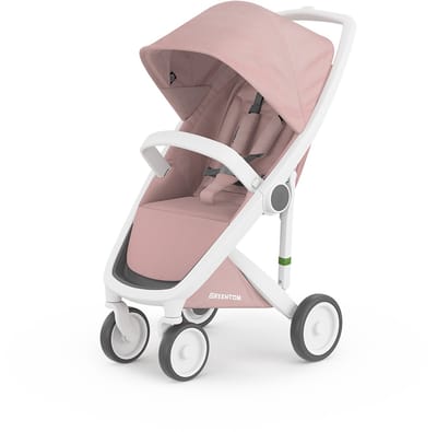 Greentom Classic Buggy Kinderwagen - Lichtgewicht Reisbuggy, Inklapbaar, Duurzaam (Gerecycled) - Wit Licht Roze