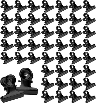 60 Stuks Kleine Bulldog Paperclips voor Foto's, Tekeningen en Creatieve Klussen - Metalen Klemmen (Zwart, 22mm)