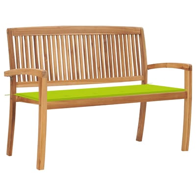 vidaXL - Tuinbank - stapelbaar - met - kussen - 128,5 - cm - massief - teakhout