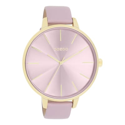 Goudkleurige OOZOO horloge met lila leren band - C11348