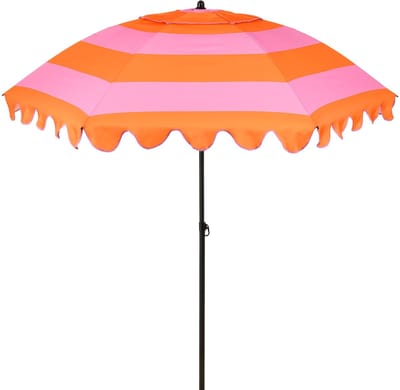 Mica Decorations Kantelbare Parasol met Streepprint - Stokparasol 238 x Ø197 cm - Tuin of Balkonparasol - Polyester, Staal - Roze, Oranje