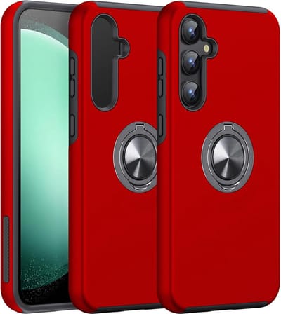 Geschikt voor Samsung Galaxy S23 FE 5G - Magnetische Autohouder - Militaire kwaliteit - Back Cover Hoesje - Rood