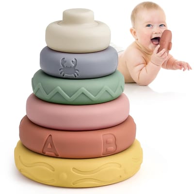 Kraftverdia - 6-delige mini-aardappelstapelspeelgoedset - Jenga-toren - Baby-bijtspeeltjes - Baby troost speelgoed - Vroegschoolse educatie speelgoed voor kinderen - Educatief speelgoed geschikt voor kinderen van 6 tot 24 maanden