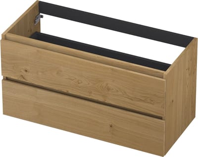 INK® wastafelonderkast 2 laden greeploos fineer eiken 100x52x45cm, natur