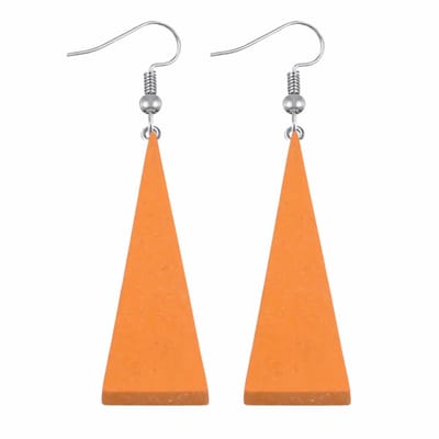 Zilver houten oorhangers -Saheli -oranje -Charme Bijoux