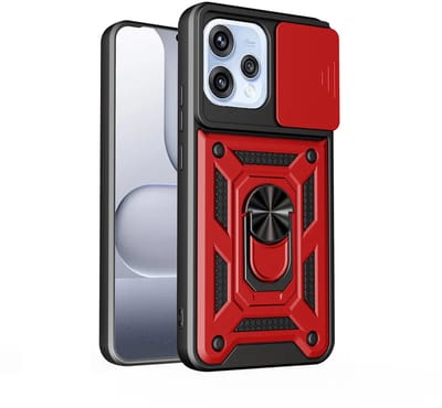 MobyDefend Hoesje - Geschikt voor Oppo Reno15 - Pantsercase Met Draaibare Ring - Rood