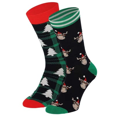 Apollo - Kerstsokken heren in kerstbal - Blauw/Groen - Maat 41/46 - kerstsokken heren maat 40-46 - kerstsokken mannen
