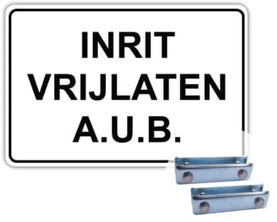 Bord Inrit Vrijlaten - Weerbestendig Aluminium - 40x60 cm - Bevestiging: Met hekbeugels (voor spijlen- of gaashek)