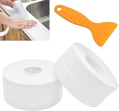 Afdichtstrip voor Badkamer en Keuken - 2 stuks - 3.8cm x 3.2m - Waterdichte afdichting - Afdichtingsstrip - Kitstrip - Sanitairstrip - Waterdicht Afdichten - Zelfklevende PVC - Waterdicht - Voor keukengootsteen - toilet - badkamer - badkuip - vloer